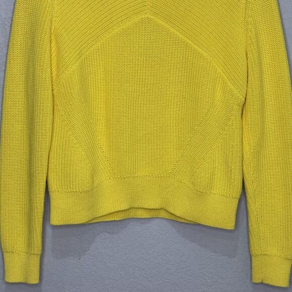 Sandro Paris Sweater Size 6 (2) Yellow Cotton Blend Knit Pullover Crewneck - Picture 4 of 7